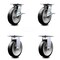 Service Caster 8 Inch Rubber on Aluminum Caster Set with Roller Bearing 2 Brakes and 2 Rigid SCC-35S820-RAR-SLB-2-R-2 - alternate 1